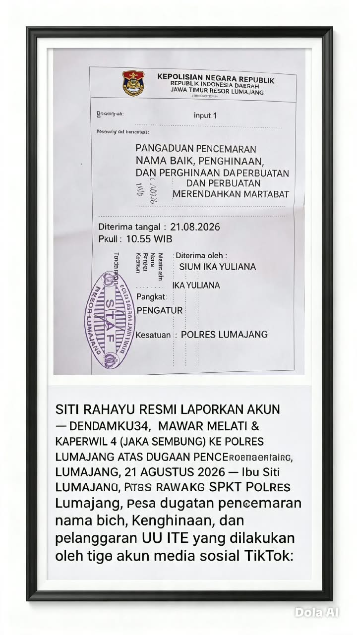 HARAP POLRES LUMAJANG SEGERA TINDAK LANJUTI ADUAN SITI RAHAYU DAN PANGGIL INISIAL (P)