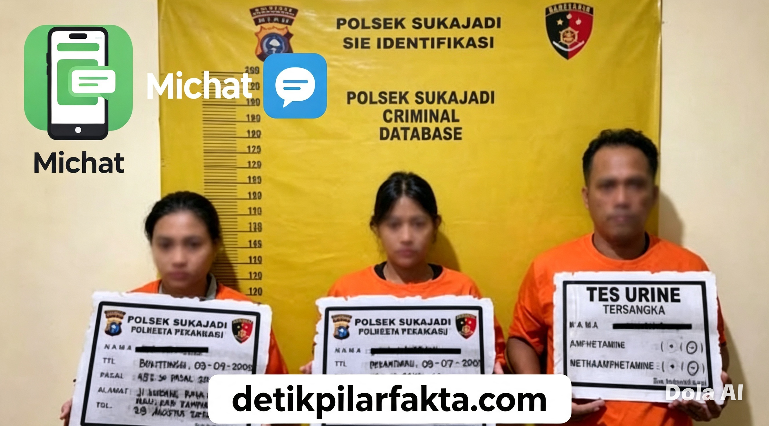 INI DIA ORANGNYA : TIGA TERSANGKA TERKAIT JASA PENYEWAAN WANITA MELALUI APLIKASI MICHAT